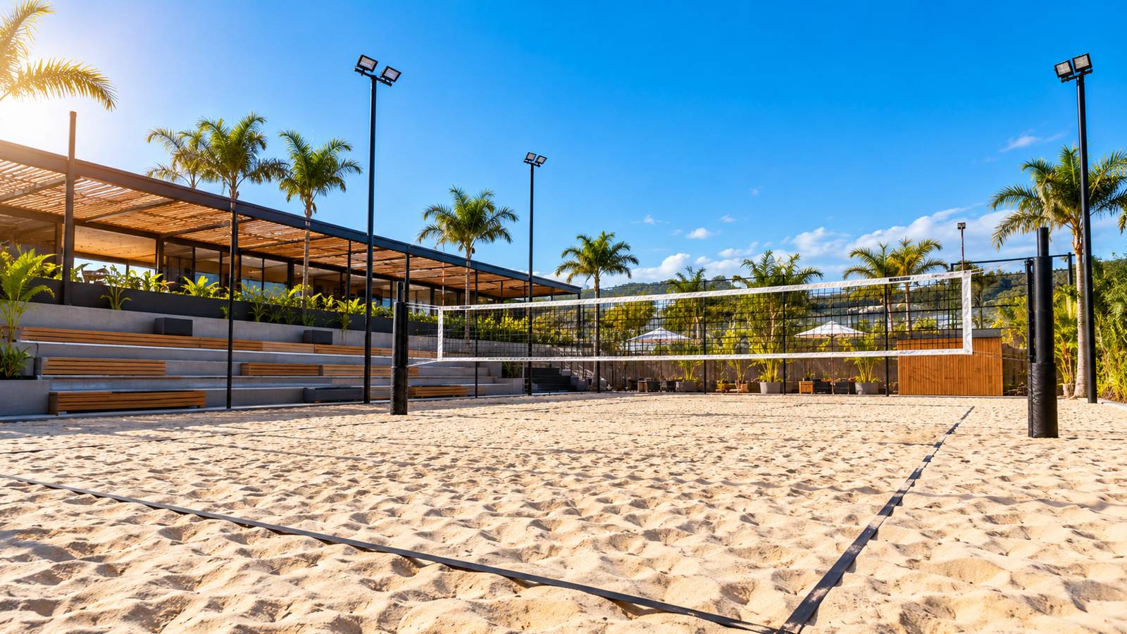 Quadra de areia para futevôlei ao ar livre